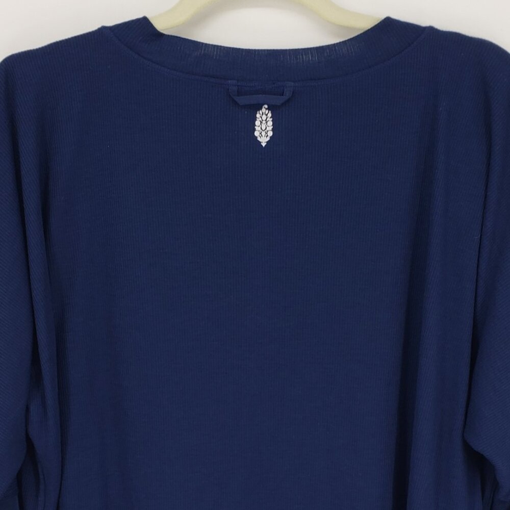 FP Movement by Free People Twice as Nice Henley Top L Long Sleeves Navy Blue - Picture 9 of 12